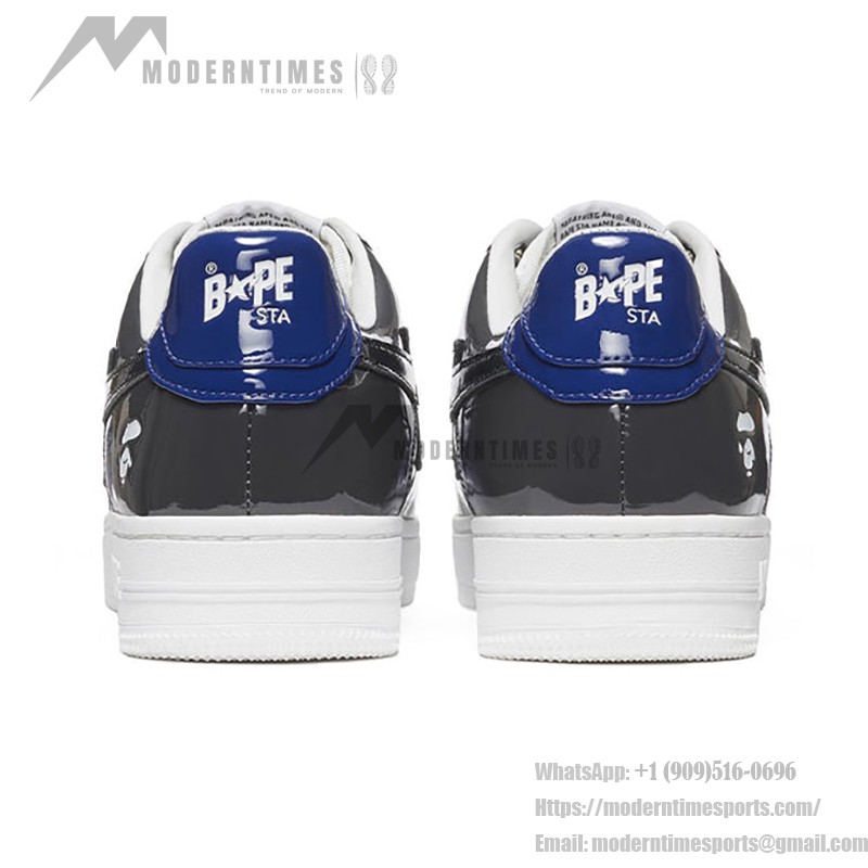 BAPE STA ブラック&ブルーコンボスニーカー 1H20-191-046-BLUE 光沢のあるブラック&ブルーのBAPE STAスニーカー、スターのロゴ付き