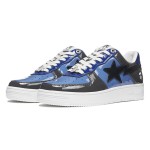 BAPE STA ブラック&ブルーコンボスニーカー 1H20-191-046-BLUE 光沢のあるブラック&ブルーのBAPE STAスニーカー、スターのロゴ付き