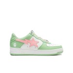 BAPE STA グリーン&ピンクカラーブロックスニーカー 1H70-291-005-GREEN グリーンとピンクのカラーブロックデザインのBAPE STA ホワイトスニーカー