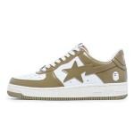 BAPE STA ベージュ&ホワイトパテントレザースニーカー 1I70-191-022-BEIGE BAPE STA ベージュ&ホワイトパテントレザースニーカー、スターのロゴ付き