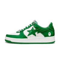 BAPE STA グリーン＆ホワイトパテントレザースニーカー 1H70-191-001-WG｜活気あふれるストリートウェアスタイル