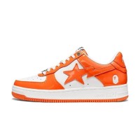 BAPE STA オレンジ＆ホワイトパテントレザースニーカー 1H70-191-001-WO｜活気あふれるストリートウェアアイテム