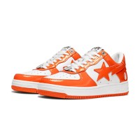 BAPE STA オレンジ＆ホワイトパテントレザースニーカー 1H70-191-001-WO｜活気あふれるストリートウェアアイテム