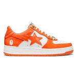 BAPE STA オレンジ&ホワイトパテントレザースニーカー 1H70-191-001-WO オレンジ&ホワイトのパテントレザーデザインのBAPE STAスニーカー、スターのロゴ付き