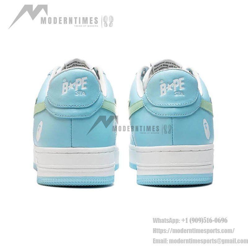 BAPE STA パステルブルー&ミントグリーンスニーカー 1H70-191-005-BG パステルブルーとミントグリーンのデザインのBAPE STAスニーカー、スターのロゴ付き