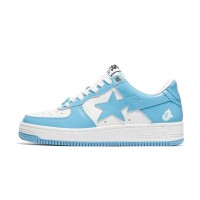 BAPE STA ホワイト＆スカイブルーパテントレザースニーカー 1I70-191-002-BLUE｜爽やかなストリートウェアアイコン