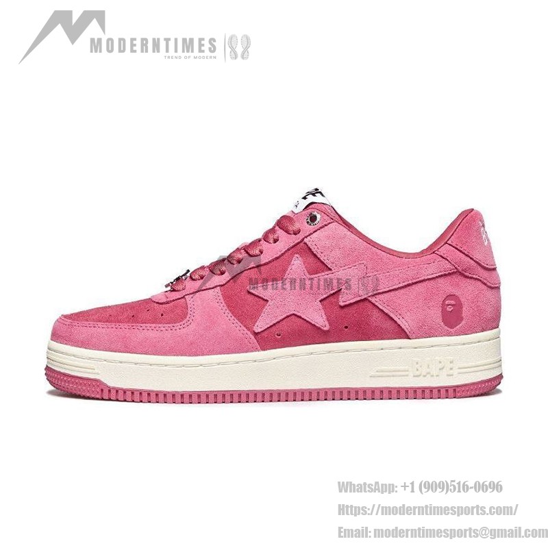 BAPE STA ピンクローズスエードスニーカー 1H70-191-004-PINK ピンクローズスエード素材のBAPE STAスニーカー、スターのロゴ付き