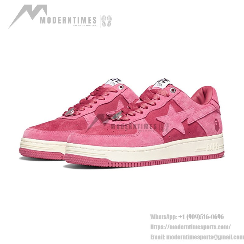 BAPE STA ピンクローズスエードスニーカー 1H70-191-004-PINK ピンクローズスエード素材のBAPE STAスニーカー、スターのロゴ付き