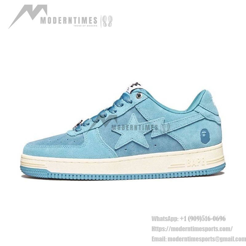 BAPE STA スカイブルースエードスニーカー 1H70-191-004-BLUE スカイブルースエード素材のBAPE STAスニーカー、スターのロゴ付き