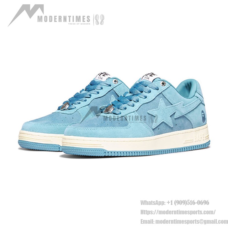 BAPE STA スカイブルースエードスニーカー 1H70-191-004-BLUE スカイブルースエード素材のBAPE STAスニーカー、スターのロゴ付き
