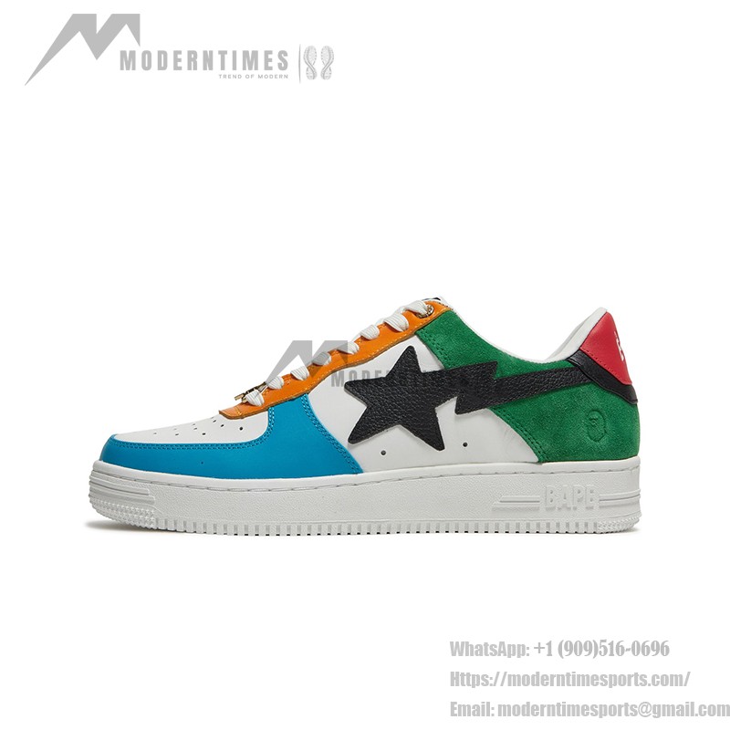 BAPE STA 東京ローマルチカラースニーカー BAPESTA-TOKYO-LOW 鮮やかなカラーブロックデザインのBAPE STA 東京ローマルチカラースニーカー