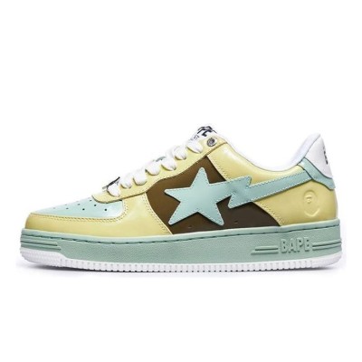BAPE STA イエロー・ブラウン・グリーンスニーカー 1I80-191-006-YGB｜爽やかなストリートウェアデザイン