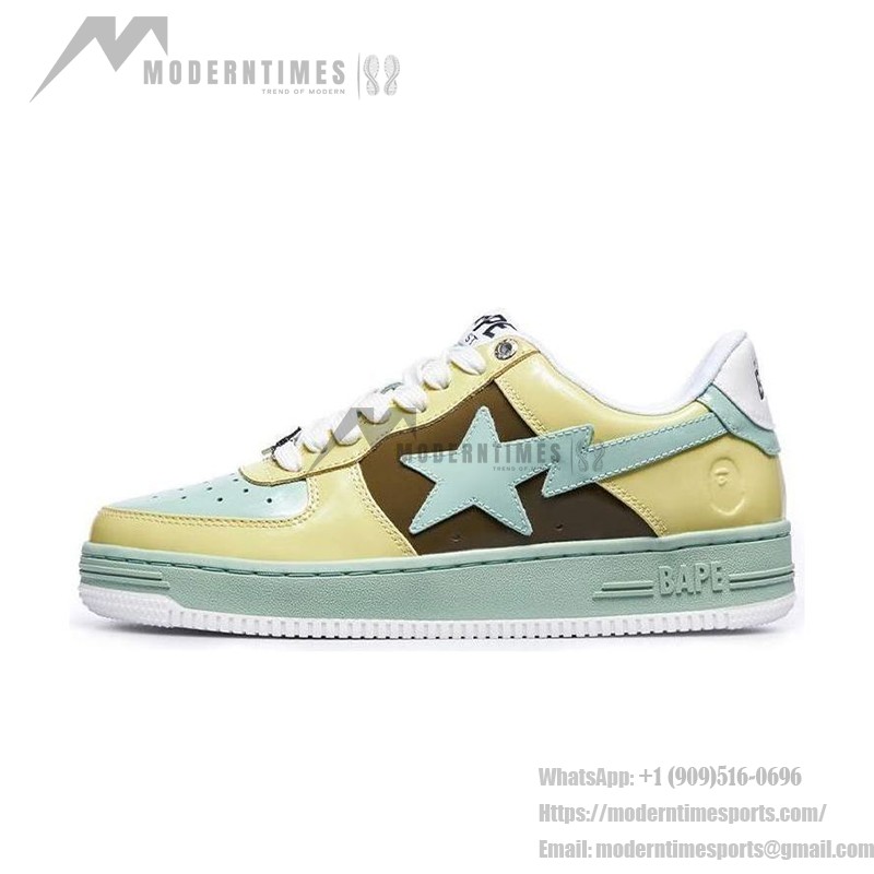 BAPE STA イエロー・ブラウン・グリーンスニーカー 1I80-191-006-YGB BAPE STA イエロー・ブラウン・グリーンスニーカー、鮮やかなデザイン