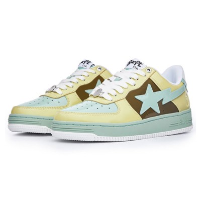 BAPE STA イエロー・ブラウン・グリーンスニーカー 1I80-191-006-YGB｜爽やかなストリートウェアデザイン