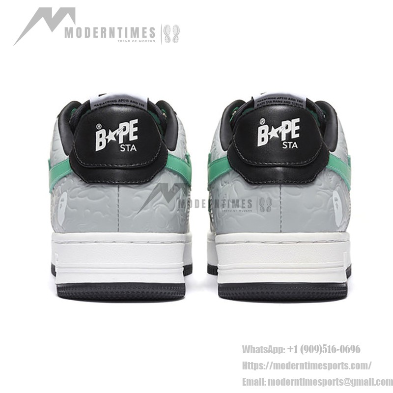 BAPE STA グレー・ブラック・ミントスニーカー 1H70-191-002 エンボス加工とミントスターのロゴを備えたBAPE STA グレー・ブラック・ミントスニーカー