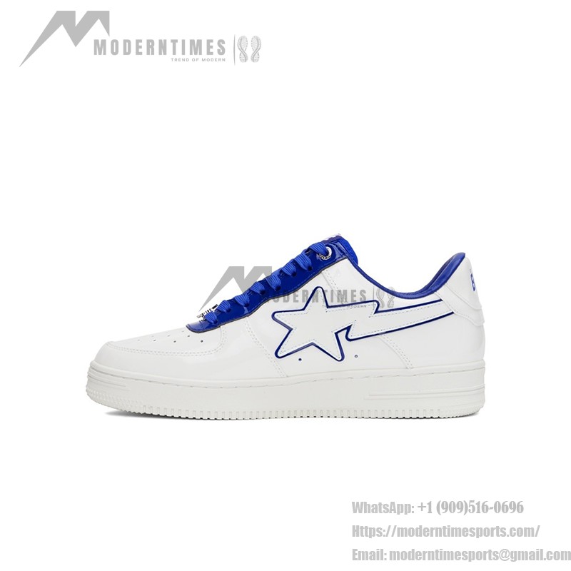 BAPE STA ホワイト&ネイビーブルースニーカー 001FWJ302017I-NVY シグネチャースターロゴ付きBAPE STA ホワイト&ネイビーブルースニーカー