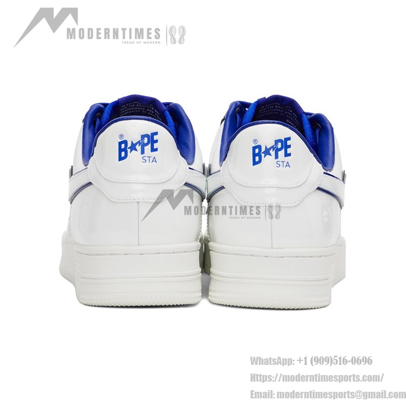BAPE STA ホワイト&ネイビーブルースニーカー 001FWJ302017I-NVY シグネチャースターロゴ付きBAPE STA ホワイト&ネイビーブルースニーカー