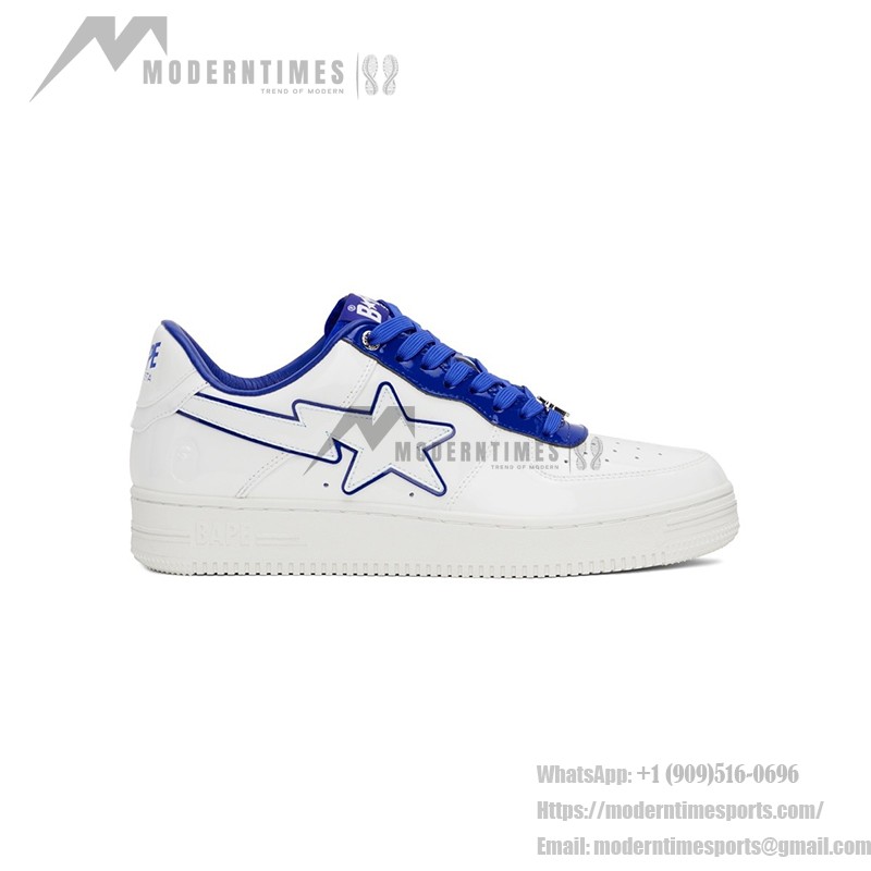 BAPE STA ホワイト&ネイビーブルースニーカー 001FWJ302017I-NVY シグネチャースターロゴ付きBAPE STA ホワイト&ネイビーブルースニーカー