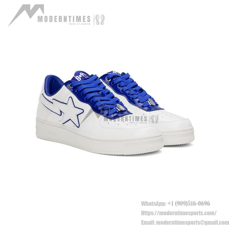 BAPE STA ホワイト&ネイビーブルースニーカー 001FWJ302017I-NVY シグネチャースターロゴ付きBAPE STA ホワイト&ネイビーブルースニーカー