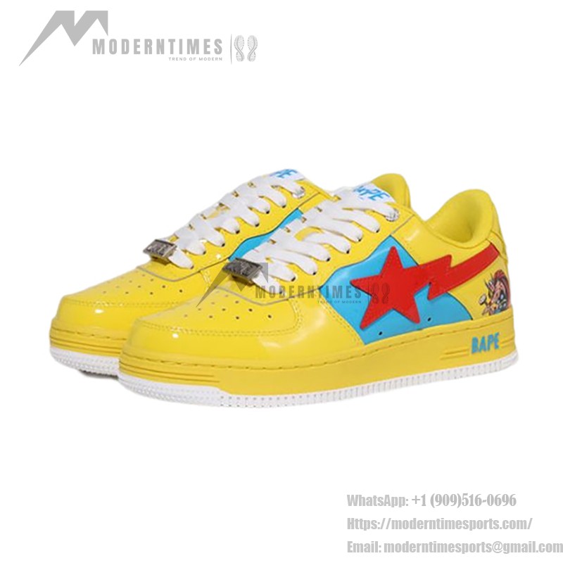 BAPE STA x Marvel ソースニーカー 1I73-191-905 黄色、赤、青のデザインを持つBAPE STA x Marvel ソースニーカー