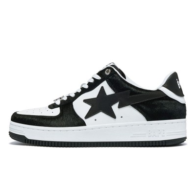 BAPE STA ブラック＆ホワイトフェイクファースニーカー 0ZXSHM191050LBKA｜ストリートファッション必須アイテム