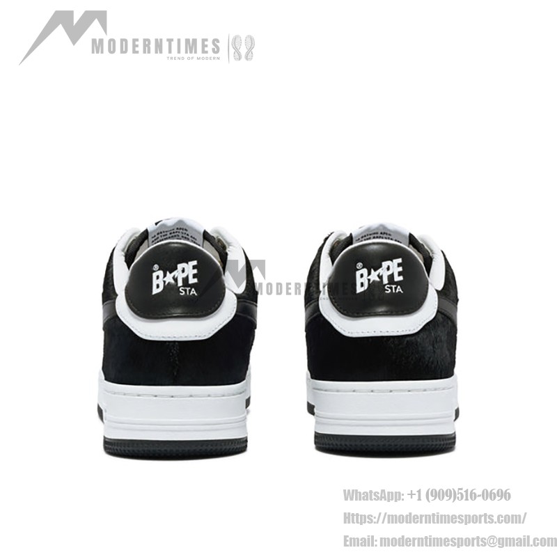 BAPE STA ブラック&ホワイトフェイクファースニーカー 0ZXSHM191050LBKA アイコニックなデザインのBAPE STA ブラック&ホワイトフェイクファースニーカー