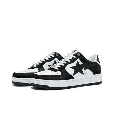 BAPE STA ブラック＆ホワイトフェイクファースニーカー 0ZXSHM191050LBKA｜ストリートファッション必須アイテム