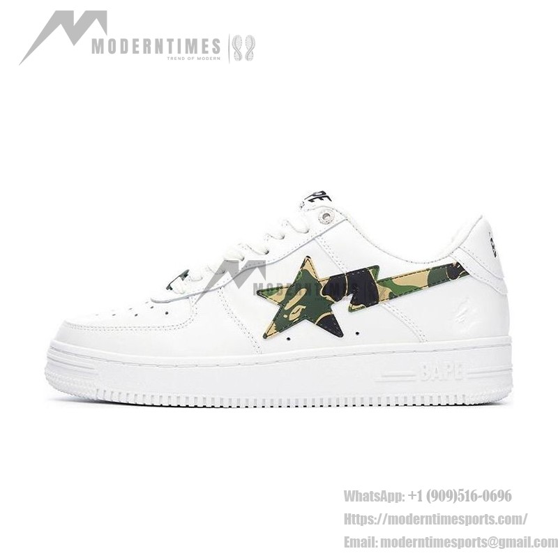 BAPE STA ホワイトカモスタースニーカー 1I70-191-005-GREEN ABCカモスターロゴ付きBAPE STA ホワイトスニーカー