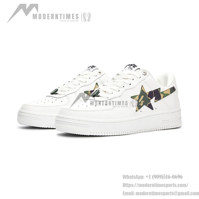 BAPE STA ホワイトカモスタースニーカー 1I70-191-005-GREEN ABCカモスターロゴ付きBAPE STA ホワイトスニーカー