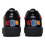 BAPE STA ブラック&レッドパテントレザースニーカー 1H30-191-012-BLK レッドスターのロゴが付いたBAPE STA ブラックパテントレザースニーカー
