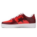 BAPE STA レッド&バーガンディパテントレザースニーカー 1H20191046-RED レッドとバーガンディのパテントレザー仕上げのBAPE STAスニーカー、スターのロゴ付き