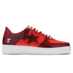 BAPE STA レッド&バーガンディパテントレザースニーカー 1H20191046-RED レッドとバーガンディのパテントレザー仕上げのBAPE STAスニーカー、スターのロゴ付き