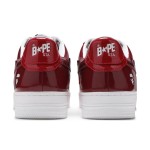 BAPE STA レッド&バーガンディパテントレザースニーカー 1H20191046-RED レッドとバーガンディのパテントレザー仕上げのBAPE STAスニーカー、スターのロゴ付き