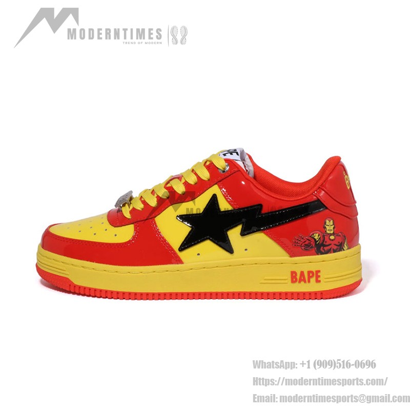 BAPE STA x Marvel アイアンマン スニーカー 1I73-191-902 赤と黄色のデザインが特徴のBAPE STA x Marvel アイアンマン スニーカー