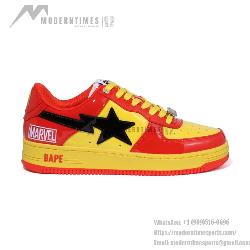 BAPE STA x Marvel アイアンマン スニーカー 1I73-191-902 赤と黄色のデザインが特徴のBAPE STA x Marvel アイアンマン スニーカー
