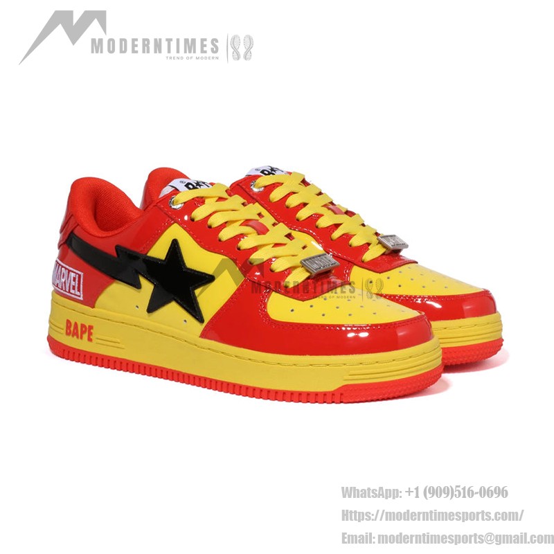 BAPE STA x Marvel アイアンマン スニーカー 1I73-191-902 赤と黄色のデザインが特徴のBAPE STA x Marvel アイアンマン スニーカー
