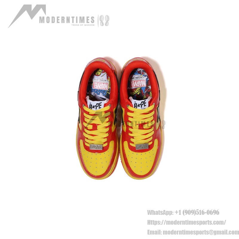 BAPE STA x Marvel アイアンマン スニーカー 1I73-191-902 赤と黄色のデザインが特徴のBAPE STA x Marvel アイアンマン スニーカー