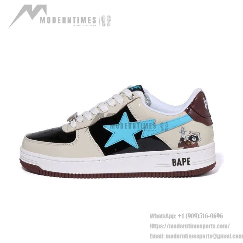 BAPE STA x Marvel ロケットラクーン スニーカー 1I73-191-906 クリーム、ブラック、ブルーのBAPE STA x Marvel ロケットラクーン スニーカー