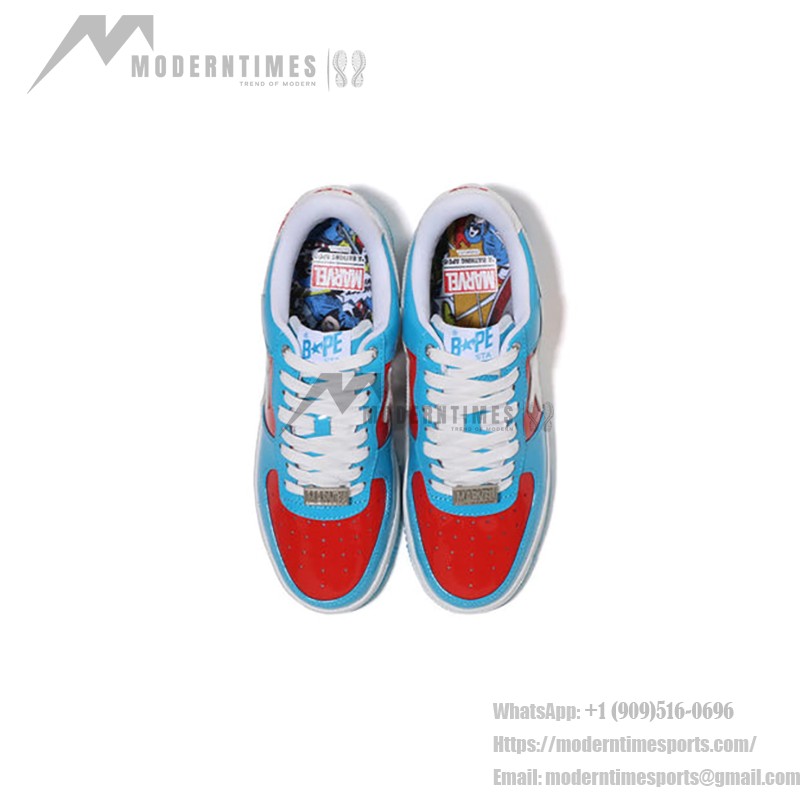 BAPE STA x Marvel キャプテン・アメリカ スニーカー 1I73-191-903 赤、青、白のデザインが特徴のBAPE STA x Marvel キャプテン・アメリカ スニーカー