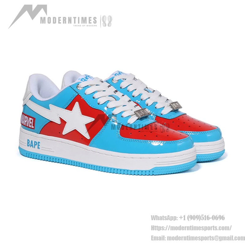 BAPE STA x Marvel キャプテン・アメリカ スニーカー 1I73-191-903 赤、青、白のデザインが特徴のBAPE STA x Marvel キャプテン・アメリカ スニーカー