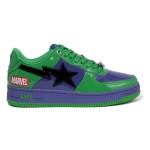 BAPE STA x Marvel ハルク スニーカー 1I73-191-904 緑と紫のデザインが特徴のBAPE STA x Marvel ハルク スニーカー