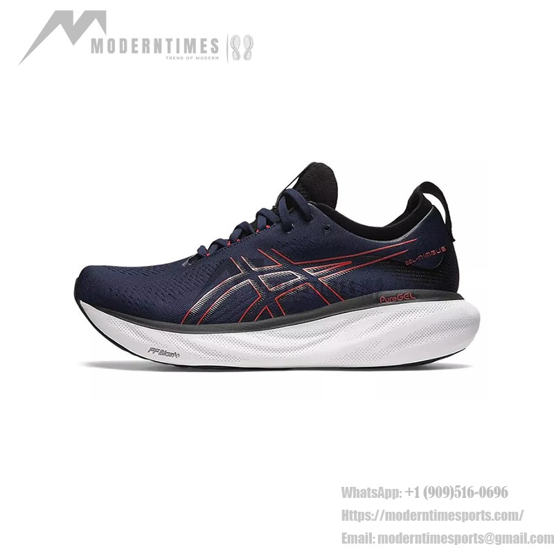 ASICS Gel-Nimbus 25 1011B547-401 メンズランニングシューズ ASICS Gel-Nimbus 25 1011B547-401 メンズランニングシューズ(ミッドナイトブルーとエレクトリックレッド)