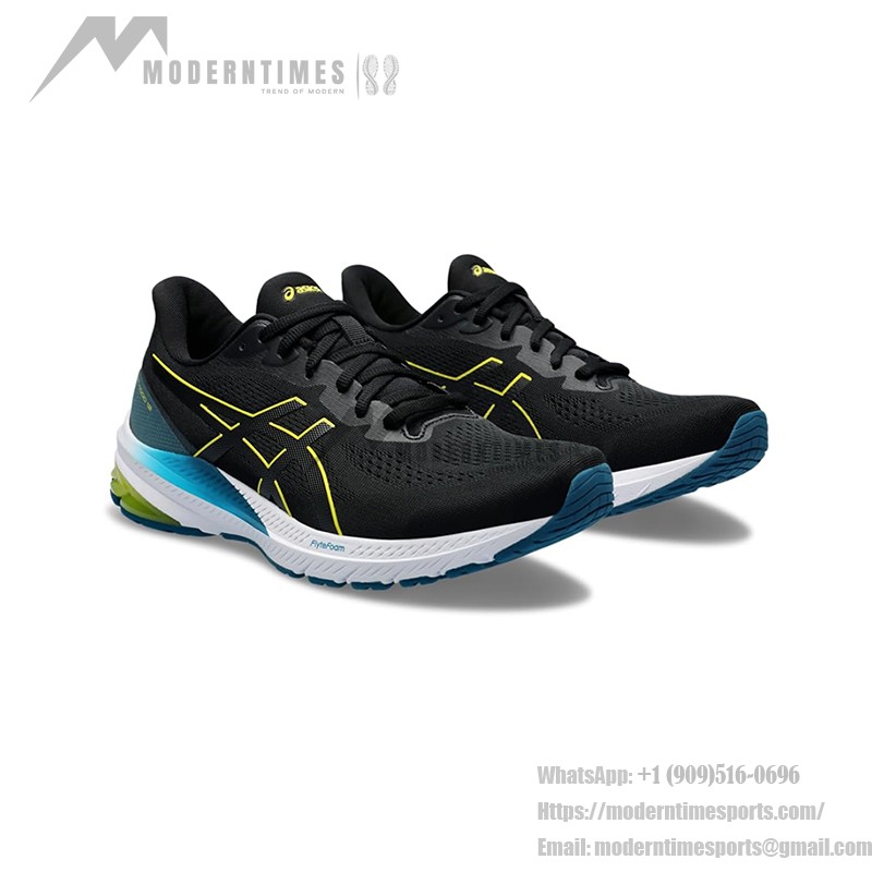 ASICS GT-1000 12 1011B631-005 軽量ランニングシューズ ASICS GT-1000 12 1011B631-005 ブラックイエローブルー 軽量クッションランニングシューズ
