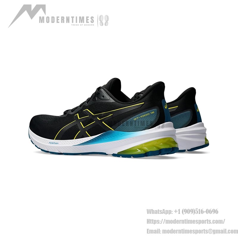 ASICS GT-1000 12 1011B631-005 軽量ランニングシューズ ASICS GT-1000 12 1011B631-005 ブラックイエローブルー 軽量クッションランニングシューズ