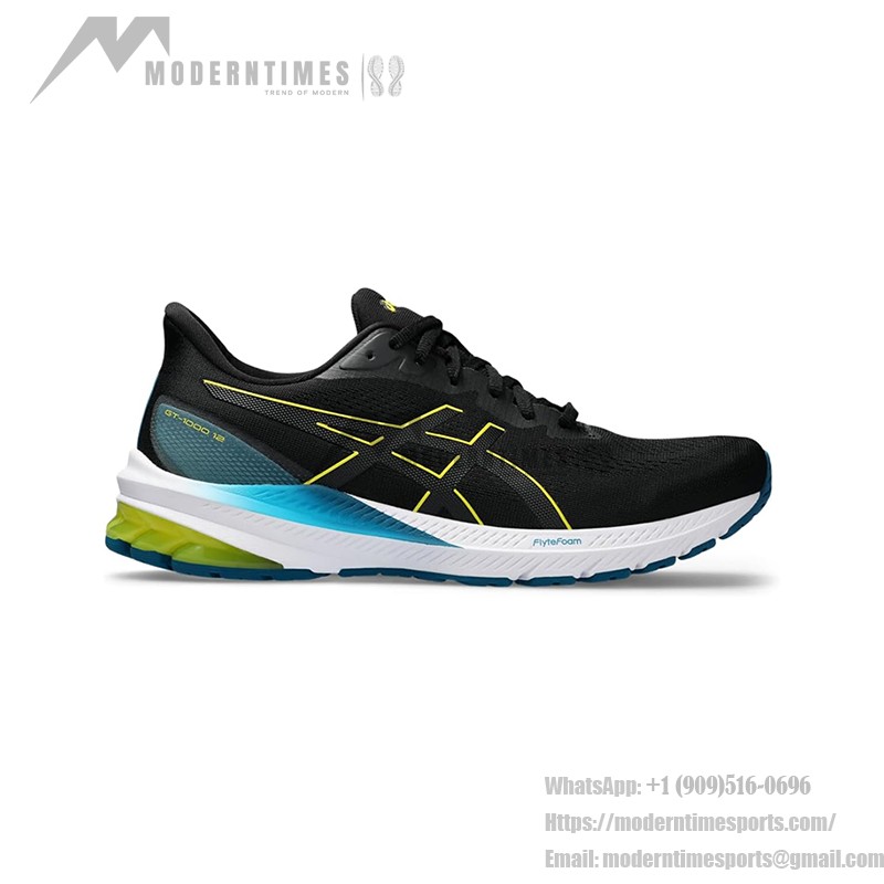 ASICS GT-1000 12 1011B631-005 軽量ランニングシューズ ASICS GT-1000 12 1011B631-005 ブラックイエローブルー 軽量クッションランニングシューズ