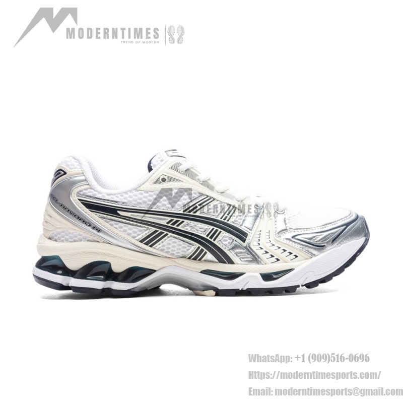 ASICS ゲルカヤノ 14 ホワイト シルバー – メンズ レトロランニングスニーカー ASICS ゲルカヤノ 14 ホワイト シルバー スニーカー(ゲルクッション搭載)
