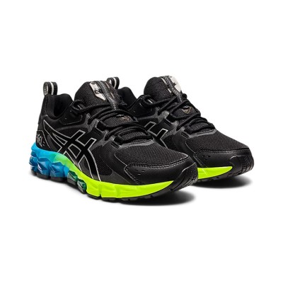 ASICS Gel-Quantum 180 Black Aizuri Blue 1204A002-008 スタイリッシュなブラックイエローとブルーのグラデーションランニングシューズ 優れたクッション性と快適性