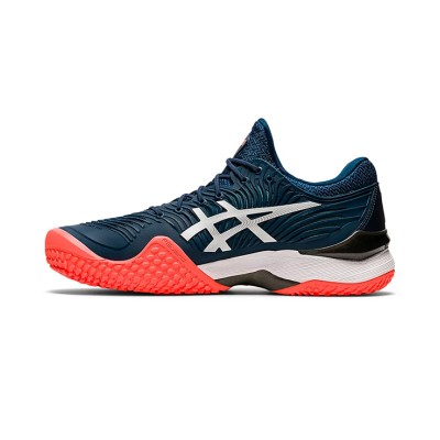 ASICS Court FlyteFoam 2 1041A084-400 ネイビーブルー ホワイト 蛍光オレンジ テニスシューズ プロフェッショナルな安定性と軽量クッション性