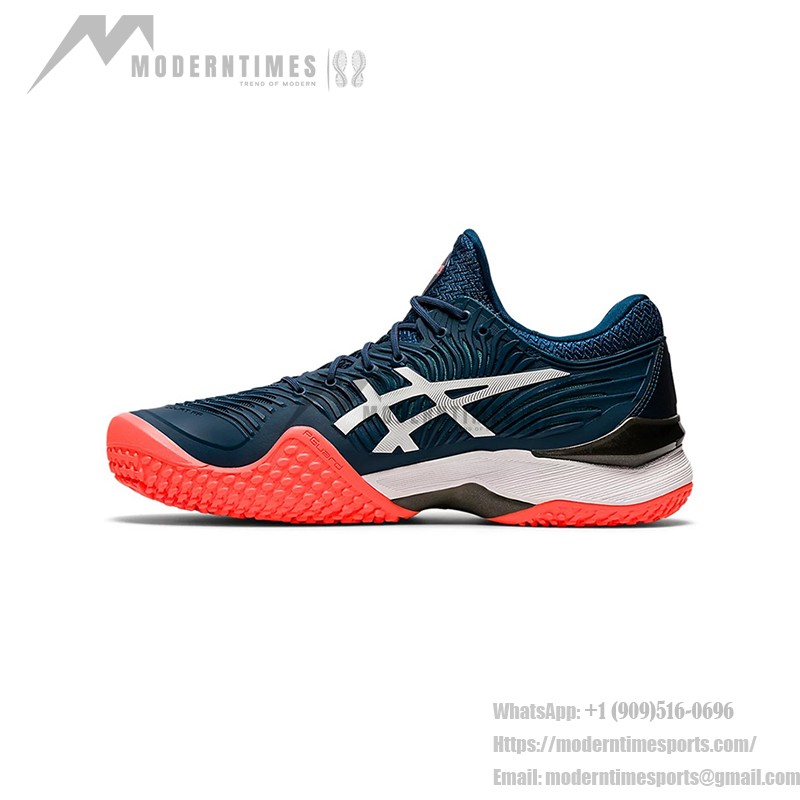ASICS Court FlyteFoam 2 1041A084-400 テニスシューズ ASICS Court FlyteFoam 2 1041A084-400 ネイビーブルー ホワイト 蛍光オレンジ テニスシューズ