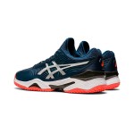 ASICS Court FlyteFoam 2 1041A084-400 テニスシューズ ASICS Court FlyteFoam 2 1041A084-400 ネイビーブルー ホワイト 蛍光オレンジ テニスシューズ